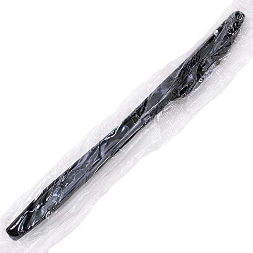 Product Cover Daxwell Plastic Knives, Medium Heavy Weight Polypropylene (PP), Wrapped, Black, 6 3/8