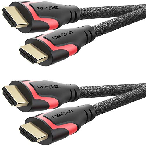 Product Cover HDMI Cable - 1FT (2 Pack), FosPower 4K Latest Standard 2.0 HDMI Ready [UL Listed][Nylon Braided Cord] - Ultra High Speed 18Gbps - Supports 4K 2160p UHD 3D HDR 1080p (24K Gold Plated Connector)