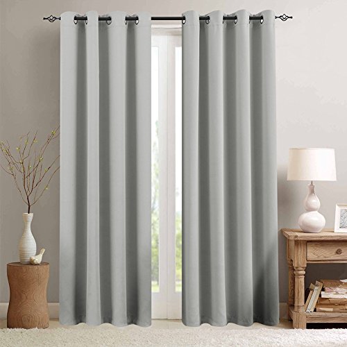 Product Cover Grey Curtain 84 inches Long for Living Room Room Darkening Window Curtain Panel for Bedroom Triple Weave Moderate Blackout Drape Grommet Top,52
