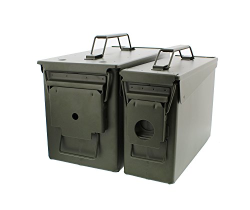 Product Cover Redneck Convent 30 and 50 Cal Metal Ammo Can 2-Pack - Military Army Solid Steel Holder Box Set for Long-Term Shotgun Rifle Ammo Storage