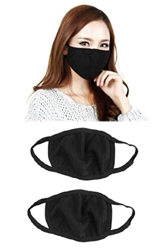 Product Cover Outofbox Anti-Pollution Dust Cotton Unisex Mouth Mask(Set Of 2) Black