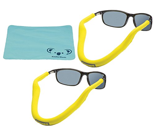 Product Cover Koala Lifestyle Chums Floating Neoprene Eyewear Retainer Sunglass Strap | Eyeglass & Glasses Float | Water Sports Holder Keeper Lanyard | 2pk Bundle + Cloth, Yellow
