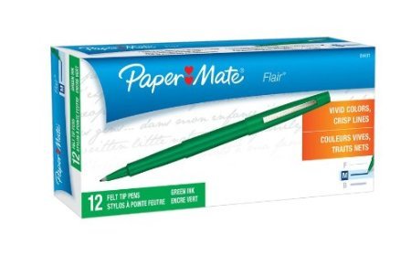 Product Cover Paper Mate Flair Felt Tip Pens, Medium Point 1.0mm (2-Dozens, Green)