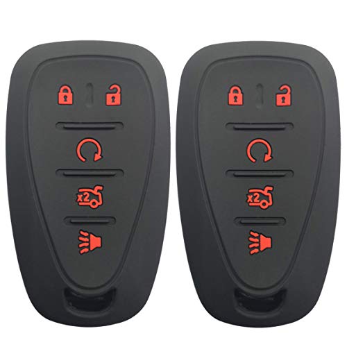 Product Cover Coolbestda 2Pcs Rubber Key Fob Cover Case Remote Skin Keyless Jacket Protector for Chevrolet 2019 2018 2017 Chevy Malibu Camaro Equinox Trax Traverse Sonic Cruze Volt Spark