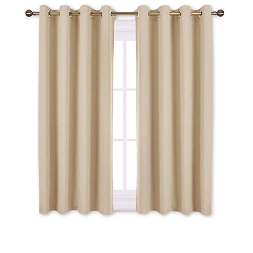 Product Cover NICETOWN Bedroom Curtains Room Darkening Drapes - Biscotti Beige Curtains/Panels for Bedroom, Grommet Top 2-Pack, 52 x 45 inches Long, Thermal Insulated, Privacy Assured