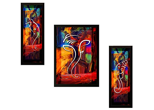 Product Cover SAF 'Ganesh' Framed Painting (Synthetic, 13.5 inch x 22 inch, Modern Art Wood, Set of 3, SANFSAS7500)