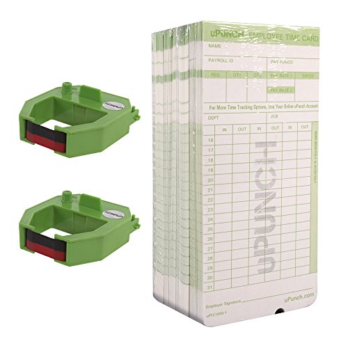 Product Cover uPunch 2 Pack Ribbon/200 Card Combo for Green HN3000 AutoAlign Time Clocks (HNRG2TCG1200)