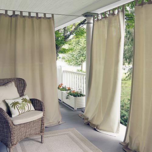 Product Cover Elrene Home Fashions Matine Indoor/Outdoor Solid Tab Top Single Panel Window Curtain Drape, 52