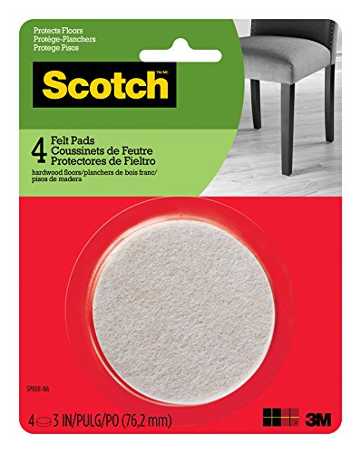Product Cover Scotch Mounting, Fastening & Surface Protection SP808-NA Scotch Felt Pads Round, 3 in. Diameter, Beige, 4/Pack