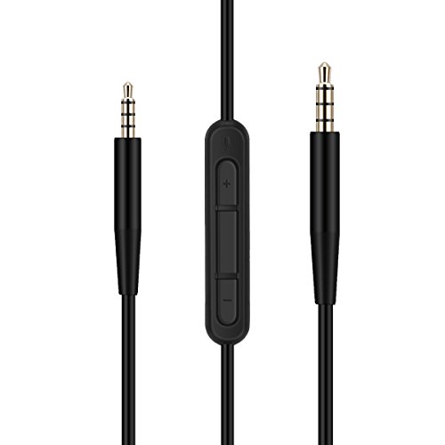 Product Cover Replacement Cable for Bose On-Ear 2/OE2/OE2i/QC25/QC35/Soundlink/SoundTrue Headphones,LANMU Headphone Replacement Audio Cable with Mic & Remote Only Compatible with iPhone (with Mic)