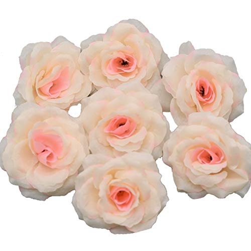 Product Cover Silk Flowers Wholesale 100 Artificial Silk Rose Heads Bulk Flowers 10cm for Flower Wall Kissing Balls Wedding Supplies (Champagne)