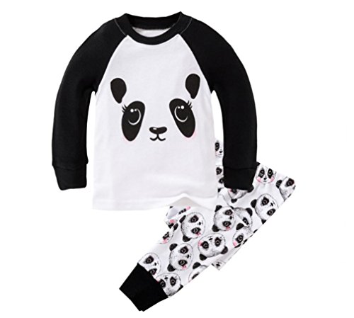 Product Cover Mammybaby Little Girls Panda Long Sleeved Pajamas Set Cotton DRG7463 (11-12Y) White