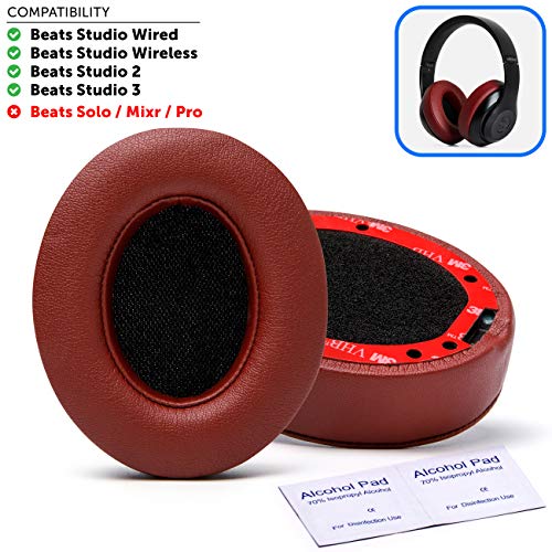 Product Cover Premium Beats Studio Ear Cushions by Wicked Cushions - Compatible with Beats Studio 3/2 / Wired/Wireless - Extreme Comfort with Ear Adapting Memory Foam & Super Strong Adhesive | Burgundy