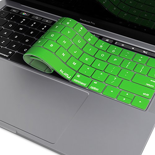 Product Cover Kuzy - MacBook Pro Keyboard Cover with Touch Bar for 13 and 15 inch New 2019 2018 2017 2016 (Apple Model A2159, A1989, A1990, A1706, A1707) Silicone Skin Protector - Green