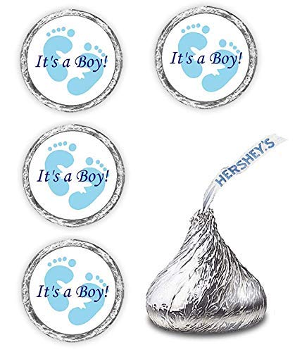Product Cover 108 Its A Boy Blue Footprints Baby Shower Party Kisses Labels Favors Stickers