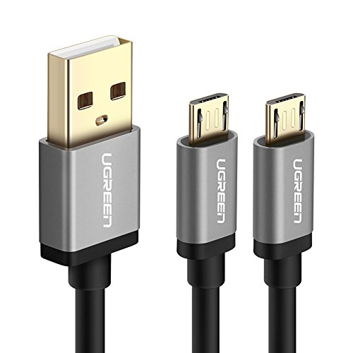 Product Cover UGREEN Micro USB Splitter Cable USB 2.0 to Dual Micro USB Y Charge Cable for Data Sync and Power Two Android Phones Tablets Bluetooth Devices PS4 Game Controller Samsung Galaxy, LG, Nexus etc (3ft)