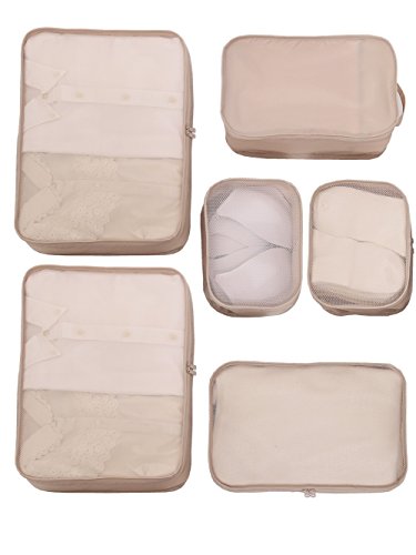 Product Cover JJ POWER Lightweight Travel Packing Cubes -Multi function, Durable 6 Piece (Cream)