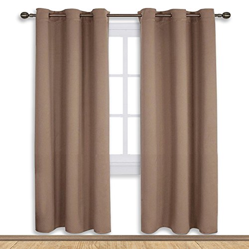 Product Cover NICETOWN Blackout Draperies Curtains Window Drapes, Window Treatment Thermal Insulated Solid Grommet Blackout Panels for Bedroom (One Pair,42 by 72 Inch,Cappuccino)