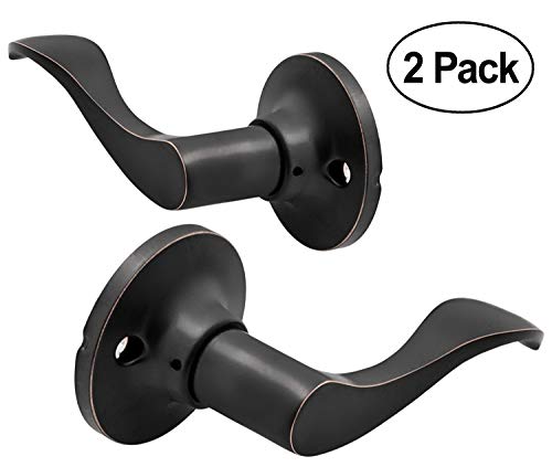 Product Cover Berlin Modisch Dummy Lever Door Handle [Pack of Two] for Closets with a Oil Rubbed Bronze Finish, Single Side, Non-Turning with a Door Bumper Wall Protectors