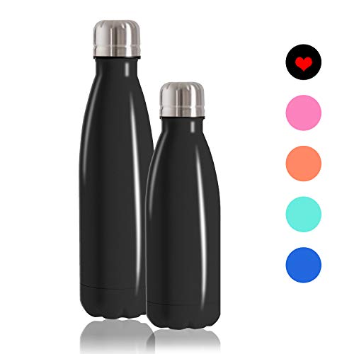 Product Cover SHAREWIN Water Bottle Stainless Steel,Thermoses, Vacuum Insulated Water Bottle,Double Walled Cola Shape Bottle,Leak Proof Cold Sports Flask,Travel Outdoor Bottle (Black 12oz)