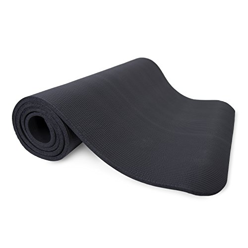 Product Cover Tone Fitness Black Extra Thick High Density Exercise / Yoga Mat, with Carrying Strap