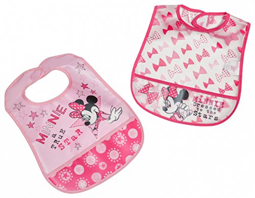 Product Cover Disney Minnie Mouse 2Piece Printed Frosted Water Proof Peva Bib, Crumb Catcher Pocket