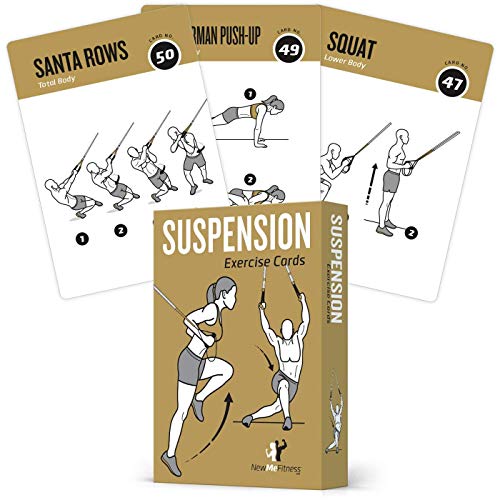 Product Cover Suspension Exercise Cards, Set of 62 - Compatible with TRX, Woss, & Ritfit Trainer Straps :: 50 Exercises for a Total Body Workout :: Extra Large, Waterproof, & Durable, With Diagrams & Instructions