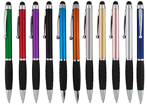 Product Cover Stylus Pens -2 in1 Capactive Touch Screen with Ballpoint Writing Pen Sensitive Stylus Tip For Your iPad iPhone Samsung Galaxy & All Smart Devices -Metallic Barrel - Assorted Colors Comfy Grips,12 Pack