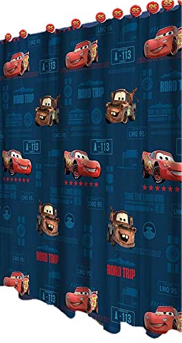 Product Cover Disney All New Fabric Shower Curtain Set with 12 Matching Hooks (Cars)