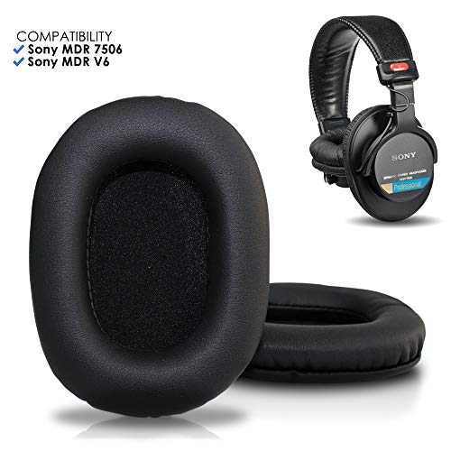 Product Cover Upgraded Sony MDR 7506 Replacement Ear Pads by Wicked Cushions - Also Compatible with MDR V6 / MDR V7 / MDR CD900ST - Black
