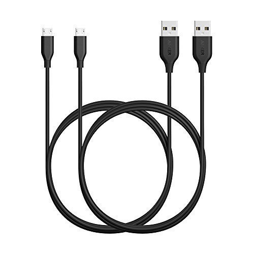 Product Cover Anker [2-Pack] Powerline Micro USB (6ft) - Durable Charging Cable, with Aramid Fiber and 5000+ Bend Lifespan for Samsung, Nexus, LG, Motorola, Android Smartphones and More (Black)