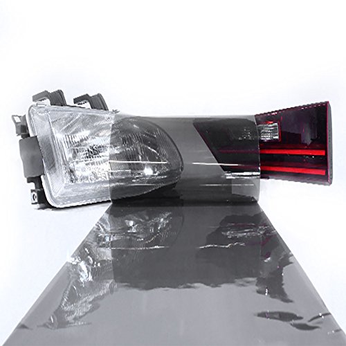 Product Cover LinkedGo Self Adhesive Light Black Gloss Vinyl Headlight Foglight Tail Tint Wrap (12