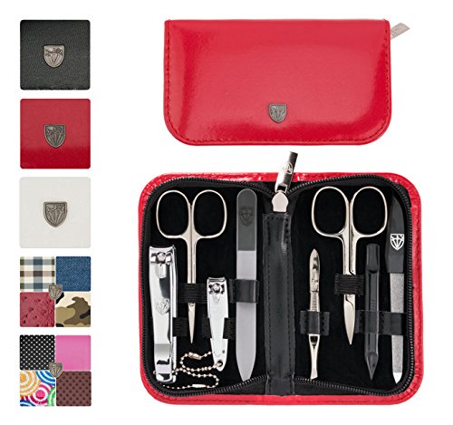 Product Cover 3 Swords Germany - brand quality 8 piece manicure pedicure grooming kit set for professional finger & toe nail care scissors clipper fashion leather case in gift box, Made in Solingen Germany (01993)
