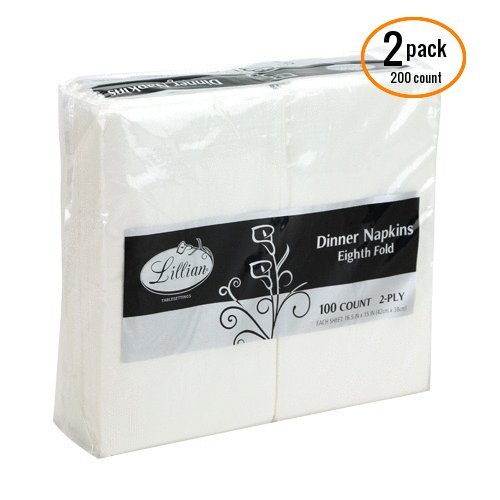 Product Cover Premium White Napkins, 1/8 Fold Dinner Napkin, Value Pack 200 Count