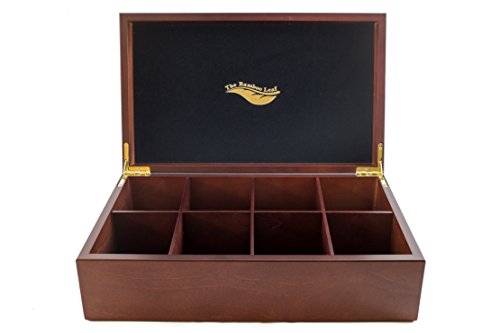 Product Cover The Bamboo Leaf Tea Box Storage Organizer for Tea Collections, 8 Compartment w/Solid Lid (Cherrywood)