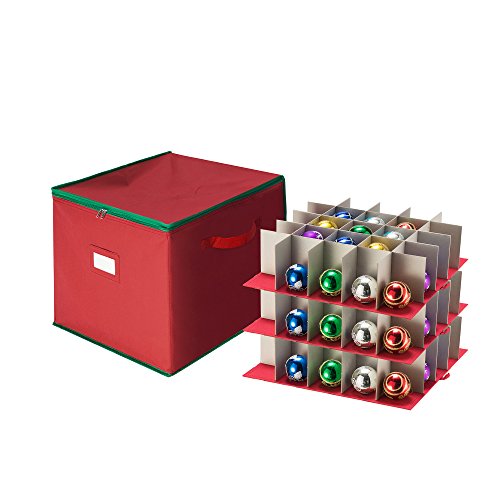 Product Cover Tiny Tim Totes 83-DT5535 Red Holiday Ornament Storage Chest Holds 75 Bulbs w/Dividers, Case