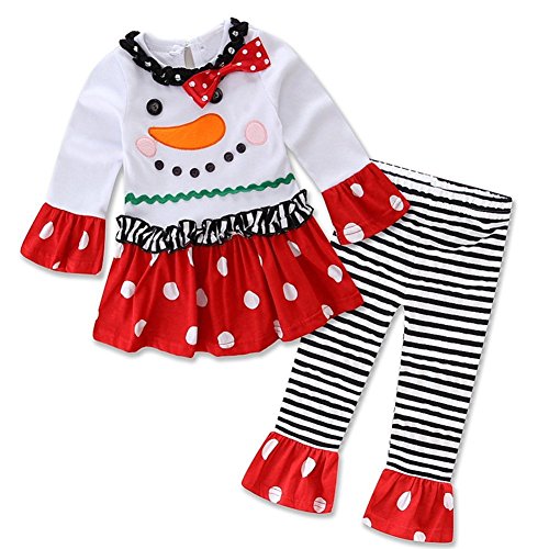 Product Cover Baby Girls Toddler Christmas Set Snowman Top Leggings Headband Outfits
