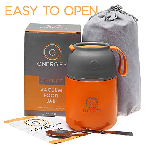 Product Cover Energify Vacuum Insulated Food Jar - Stainless Steel Food Thermos, Soup Bowl, Lunch Container, Orange