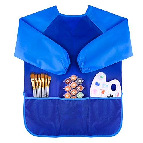 Product Cover KUUQA Waterproof Children Art Smock Kids Art Aprons with 3 Roomy Pockets,Painting Supplies (Paints and Brushes not Included)