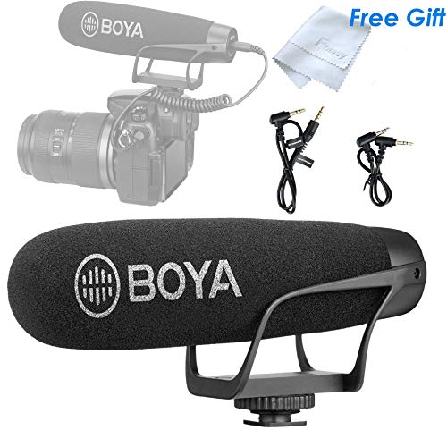 Product Cover BOYA BY-BM2021 Shotgun Video Microphone, Cardiod Microphone Condenser Mic Vdeomicro, w/ Shock Mount Windscreen TRRS TRS, Compatible with Andoid Smartphones, Canon Nikon Sony Panasonic Camera Camcorder