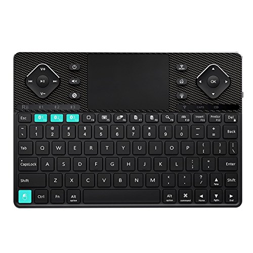 Product Cover Rii K16 Dual-Mode Bluetooth &RF Wireless Ultra Slim Rechargable Multimedia Backlit Keyboard with Touchpad Mouse and Aluminium Cover for PC,Tablets, Smart TV,Android TV Box,Windows