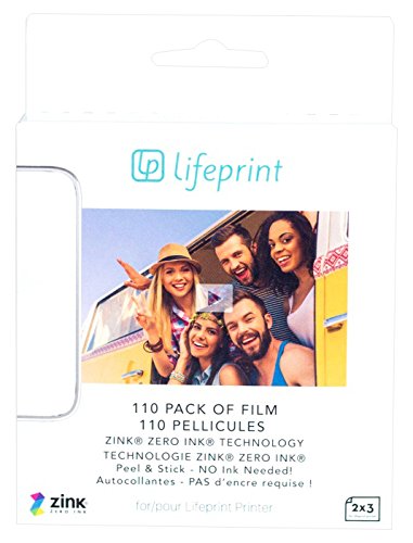 Product Cover Lifeprint 110 pack of film for Lifeprint Augmented Reality Photo AND Video Printer. 2x3 Zero Ink sticky backed film