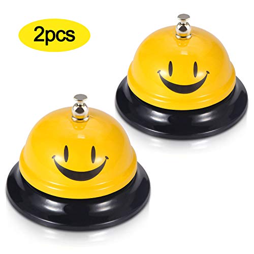 Product Cover EMDMAK Call Bell, Service Bell for The Porter Kitchen Restaurant Bar Classic Concierge Hotel (3.3 Inch Diameter) (Yellow A)(2 Pack)