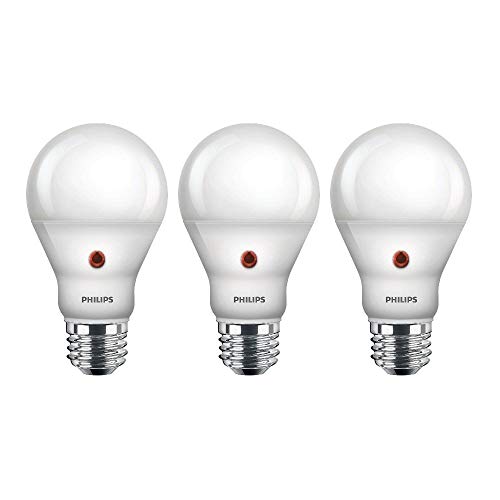 Product Cover Philips LED Dusk-to-Dawn A19 Frosted Light Bulb: 800-Lumen, 2700-Kelvin, 8-Watt (60-Watt Equivalent), E26 Medium Screw Base, Soft White, 3-Pack