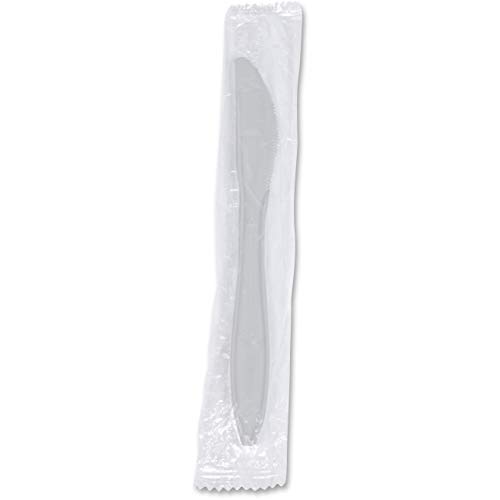 Product Cover Genuine Joe GJO20006 Plastic Knifes, Ind-Wrapped, Med-Weight, 1000/Ct, We, 8.27