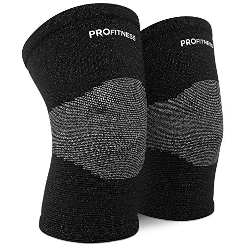 Product Cover ProFitness Bamboo Knee Sleeve for Joint Pain Improved Circulation Compression - Effective Support for Running, Jogging,Workout, Walking, Hiking and Recovery (Medium, Black)