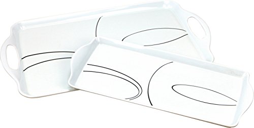 Product Cover Corelle Coordinates Rectangular and Tidbit Serving Tray Set, White, Simple Lines