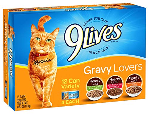 Product Cover 9Lives Gravy Favorites Wet Cat Food Variety Pack, 5.5Oz Cans (Pack Of 12), Pack