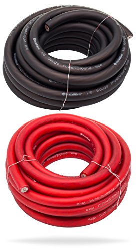 Product Cover InstallGear 1/0 Gauge 25ft Black and 25ft Red Power/Ground Wire True Spec and Soft Touch Cable