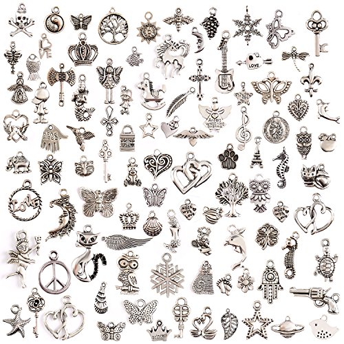 Product Cover Keyzone Wholesale 100 Pieces Mixed Charms Pendants DIY for Jewelry Making and Crafting